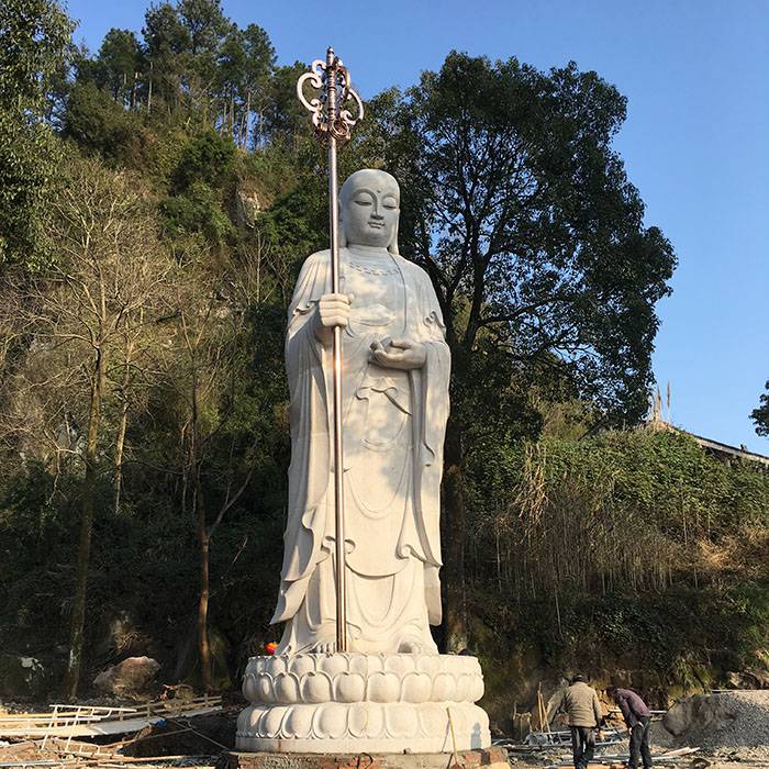 大理石雕刻#地藏菩薩，福建地藏王石雕像，寺院石雕地藏王供應(yīng)商