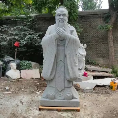 石雕芝麻白#孔子像，漢白玉孔子雕像儒家創(chuàng)始教育家 