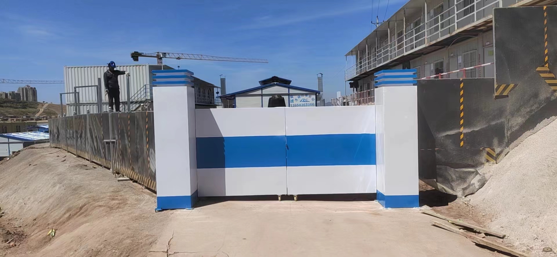 重慶建筑工地施工大門柱工地形象招牌門頭柱工地大門立柱門頭柱